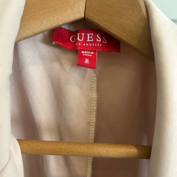 Guess Brienna Long Draped Faux Suede Long Line Vest blush pink medium - Picture 6 of 7